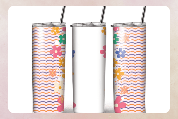 20 Oz Skinny Tumbler Groovy Flowers Wrap