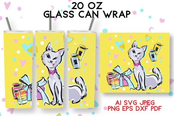20 oz Tumbler Template Fashion Funny Cat