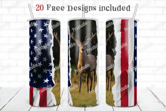 20oz Skinny Tumbler Deer Hunting America