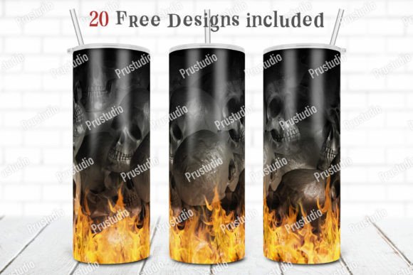 20oz Skinny Tumbler Seamless Fire PNG
