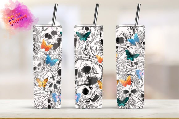 20oz Skinny Tumbler Skull