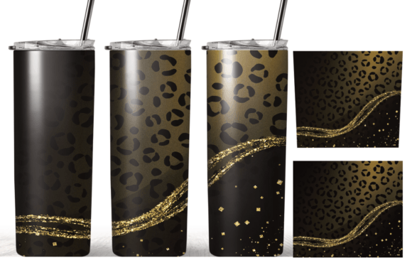 Black Leopard Gold 20oz Skinny Tumbler