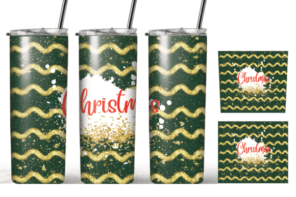 Christmas Glitter Green Tumbler Wrap