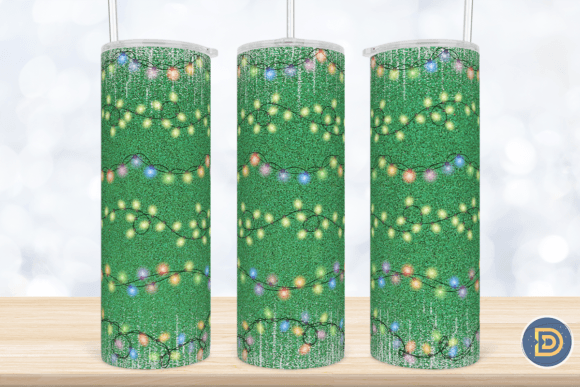 Christmas Lights Tumbler Wrap PNG 20Oz