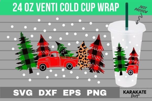 Christmas Truck 24 Oz Venti Cup Wrap