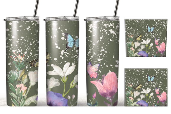 Flower Butterfly Sublimation Tumbler