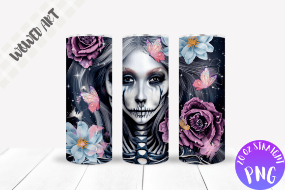 Girl Skeleton with Flowers Tumbler Wrap