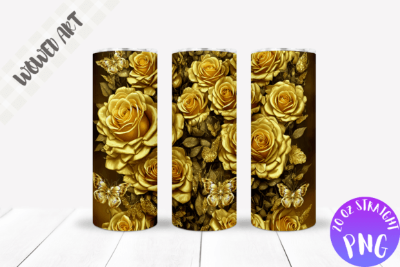 Golden Roses 20 Oz Skinny Tumbler Wrap
