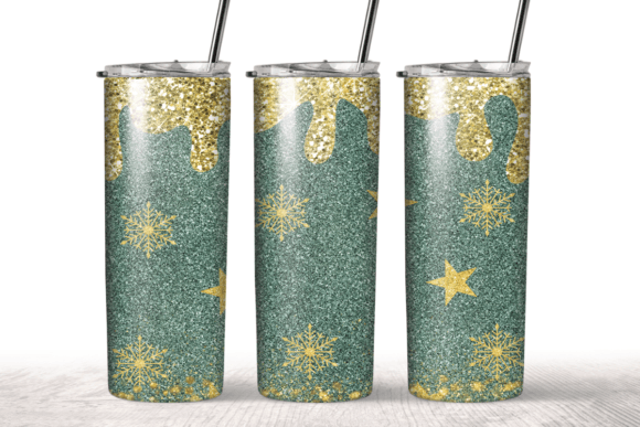 Green Glitter Gold Tumbler Wrap