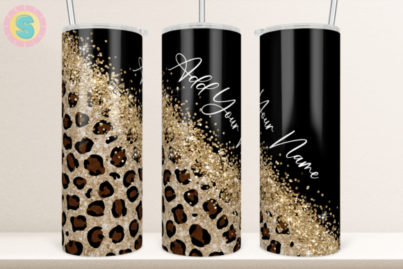 Leopard and Gold Glitter Tumbler Wrap