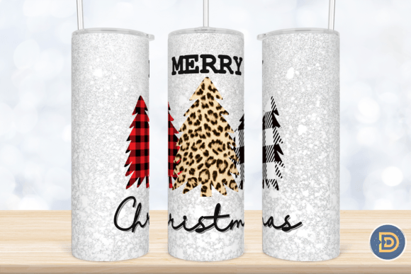 Merry Christmas Trees Tumbler Design