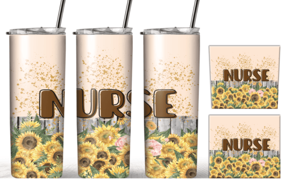 Nurse Sunflower Vintage Tumbler Wrap