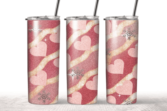 Pink Heart Glitter Tumbler Wrap