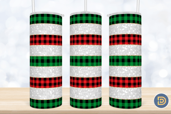 Plaid Stripe Christmas Tumbler Wrap 20Oz