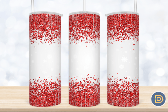 Red Glitter Snowflakes Tumbler Wrap