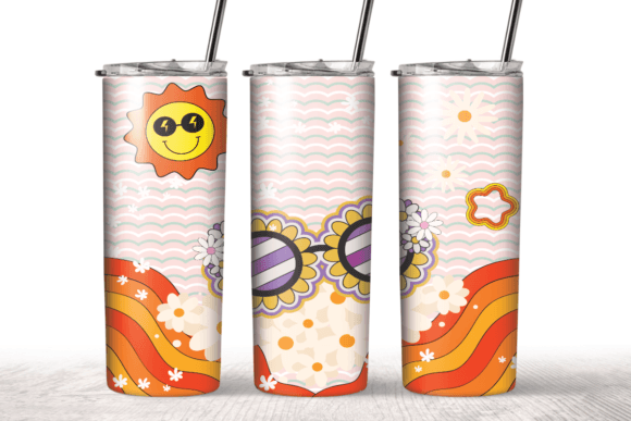 Retro Groovy Sunset Tumbler Wrap