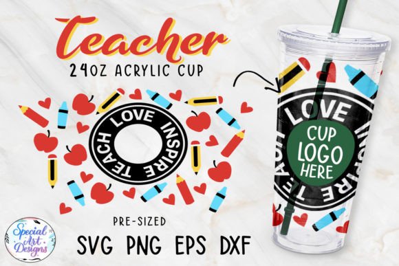 Teacher 24 Oz Cold Cup Can Wrap