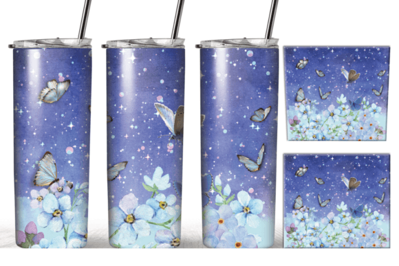 Watercolor Flowers Butterfly Tumbler